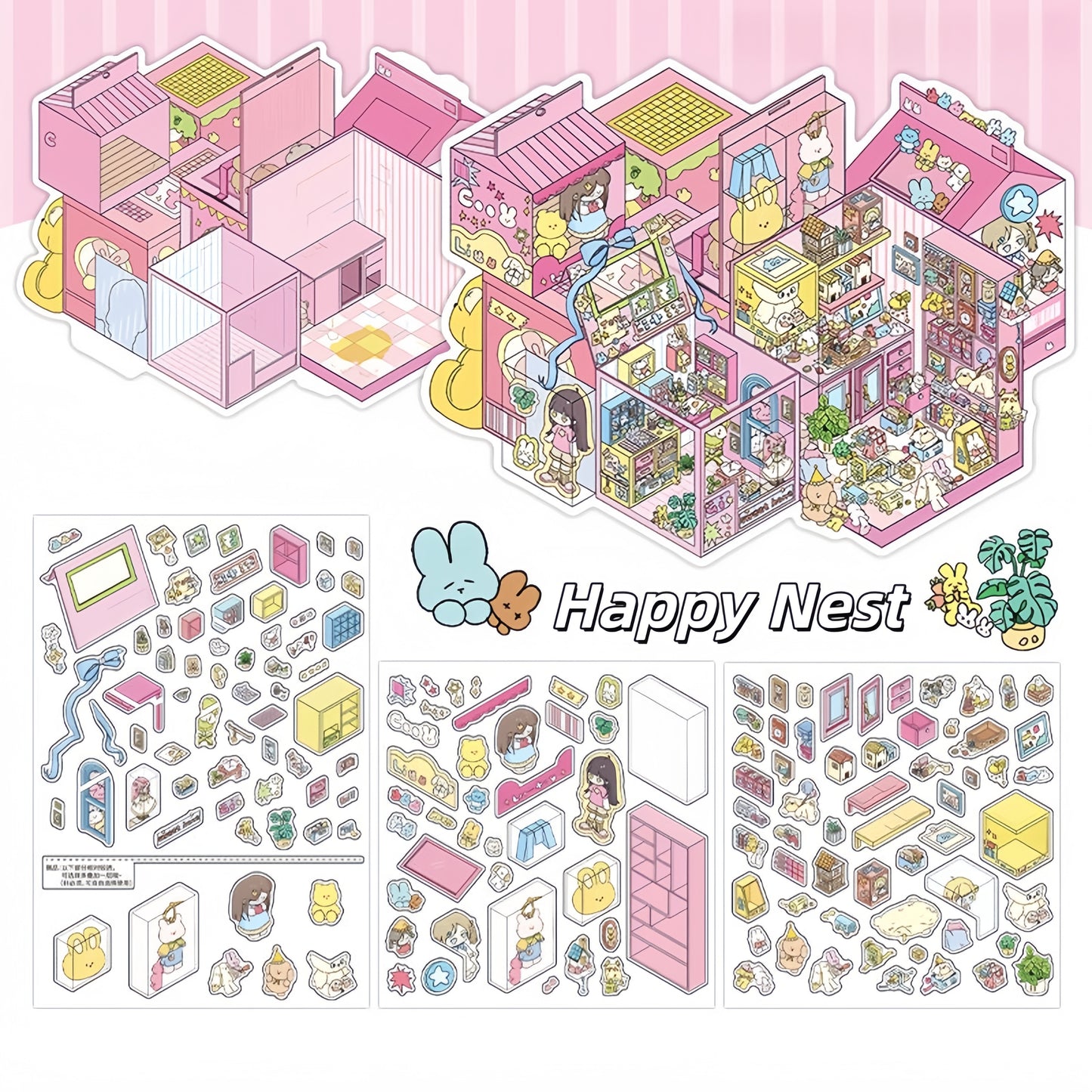 My Home 3D Sticker | 4 Cute Miniature Scenes