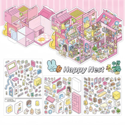 My Home 3D Sticker | 4 Cute Miniature Scenes