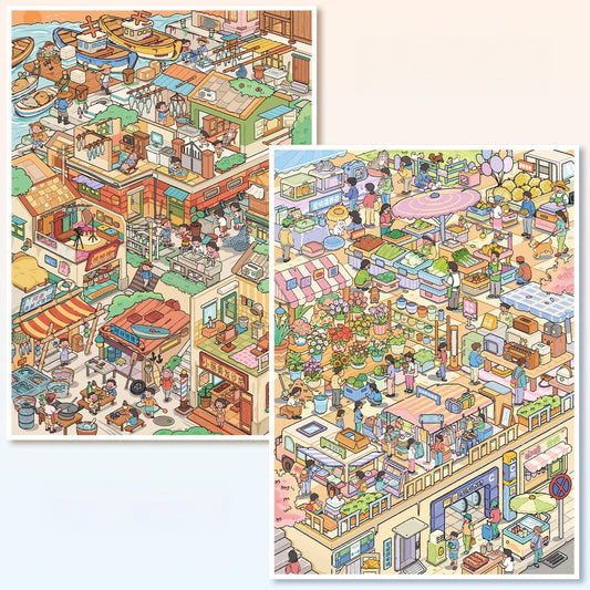 By the Shore 3D Sticker | 2 Cute Miniature Scenes