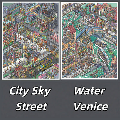 City Center 3D Sticker | 2 Cute Miniature Scenes