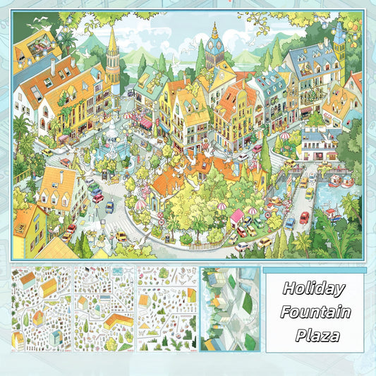 Holiday Fountain Plaza 3D Sticker