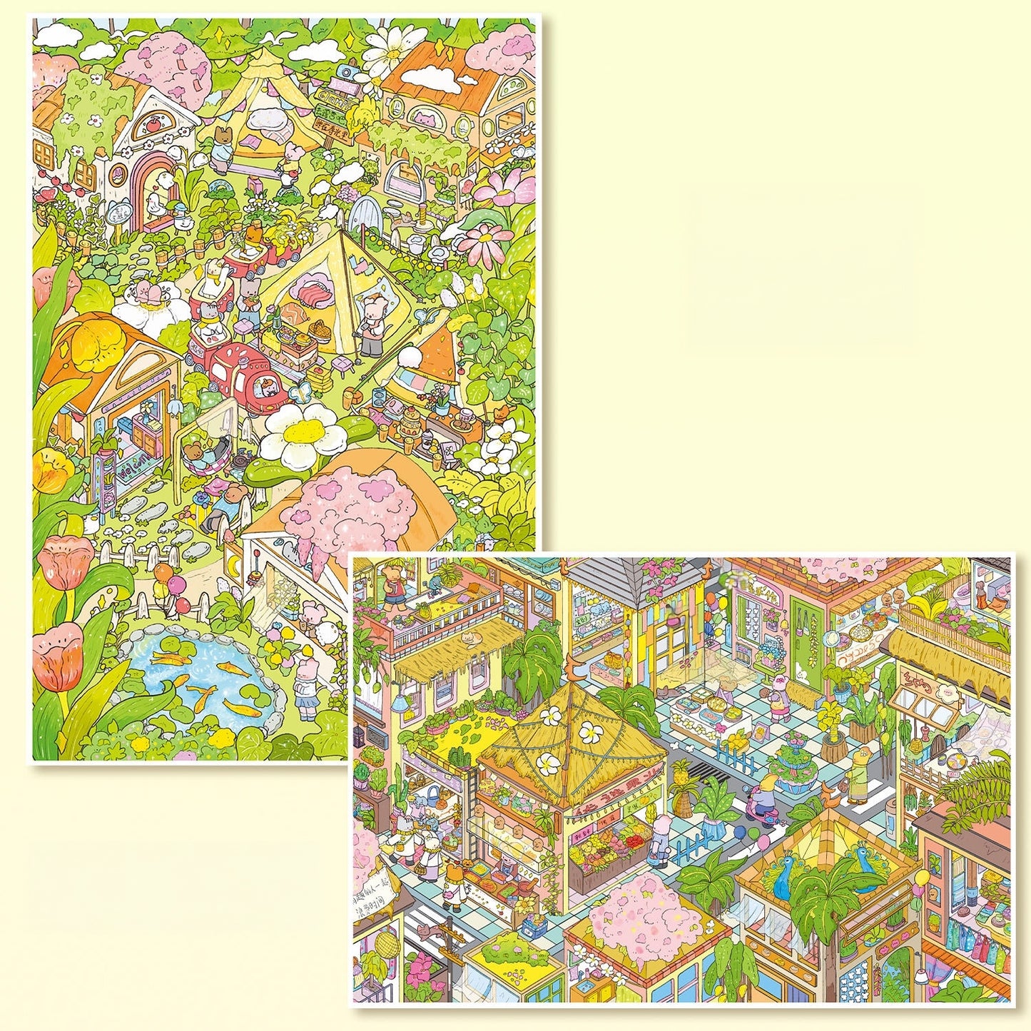 Springtime Whimsy 3D Sticker | 2 Cute Miniature Scenes