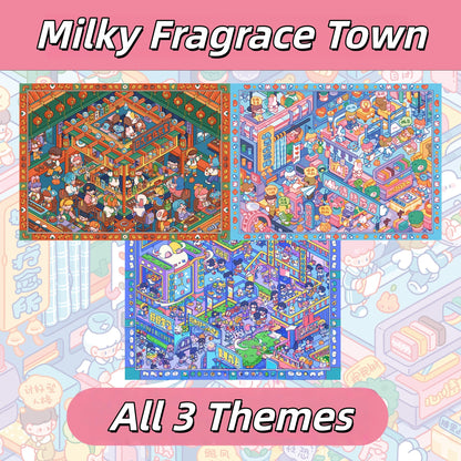 Milky Fragrace Town 3D Sticker | 3 Cute Miniature Scenes