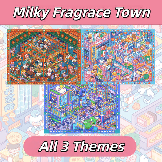 Milky Fragrace Town 3D Sticker | 3 Cute Miniature Scenes