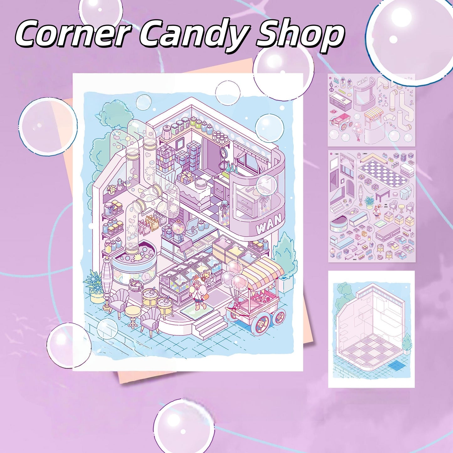 The Journey on Dream Island 3D Sticker | 4 Cute Miniature Scenes