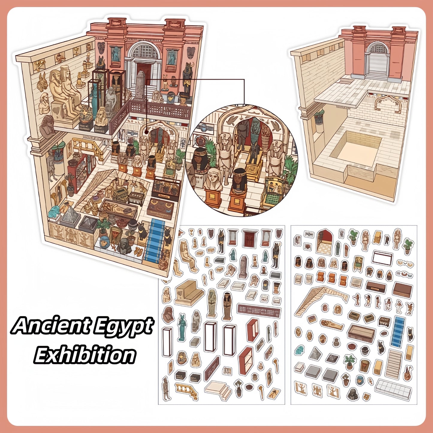 Little Exhibition 3D Sticker | 4 Cute Miniature Scenes