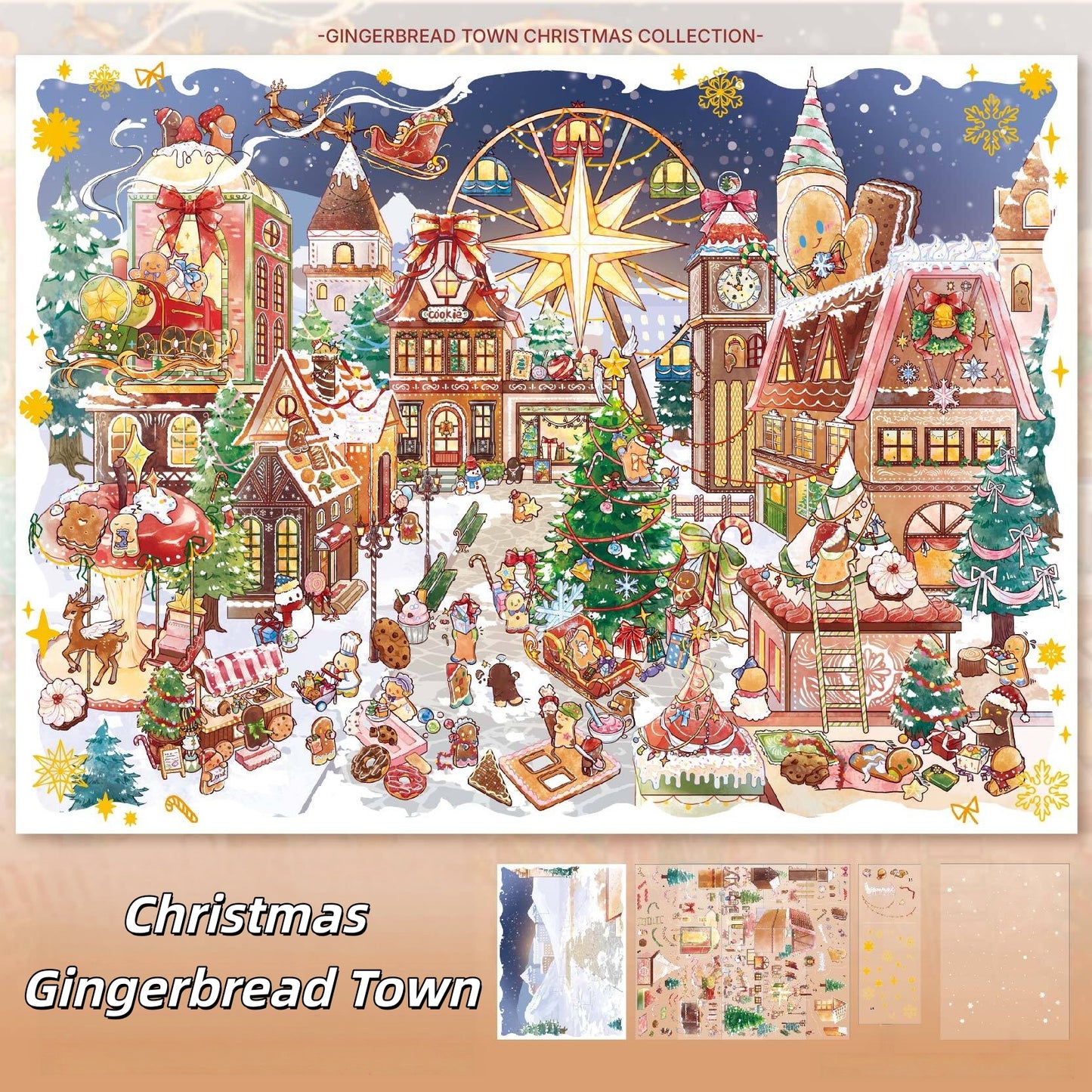 Christmas Gingerbread Town 3D Sticker