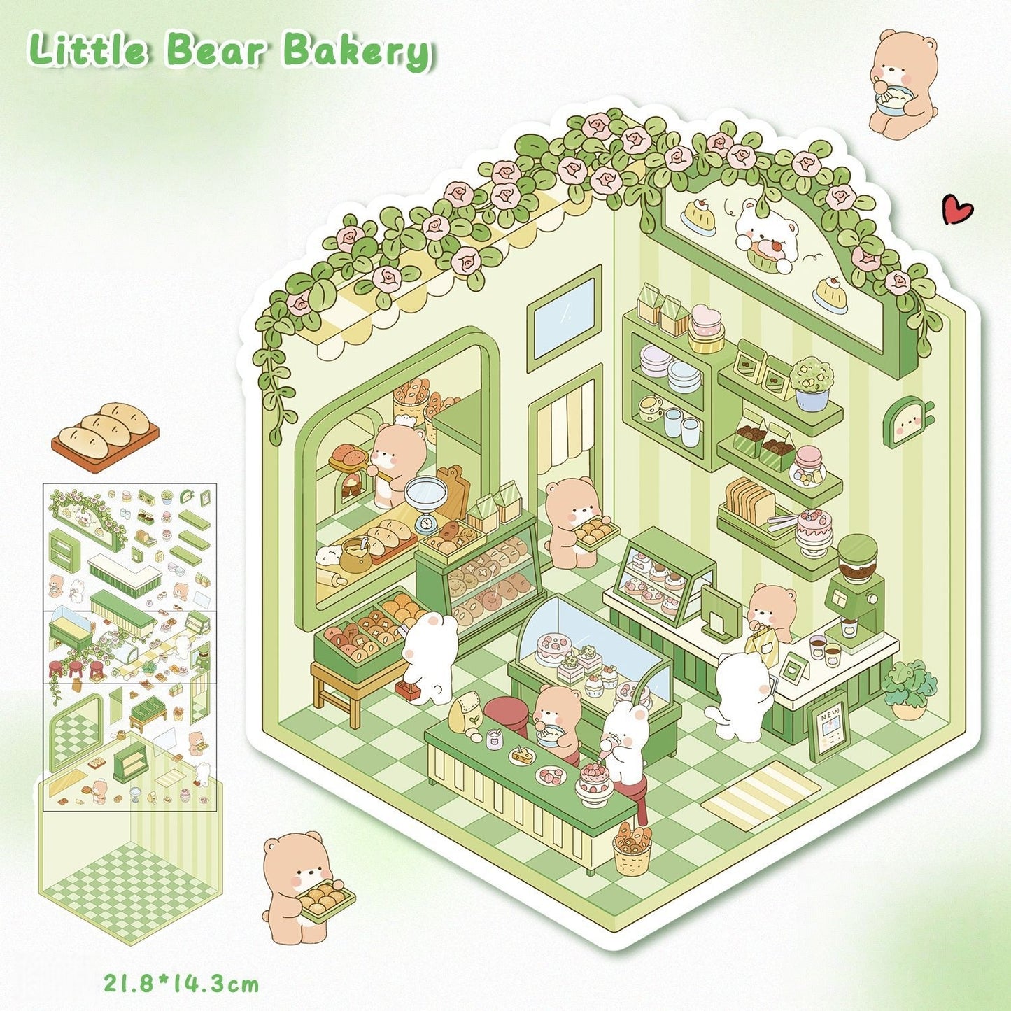 Paws Shop 3D Sticker | 4 Cute Miniature Scenes