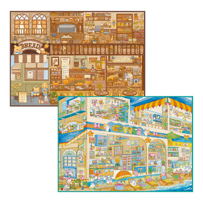Warm Stores 3D Sticker | 2 Cute Miniature Scenes
