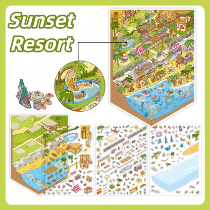 Resort Series 3D Sticker | 2 Cute Miniature Scenes