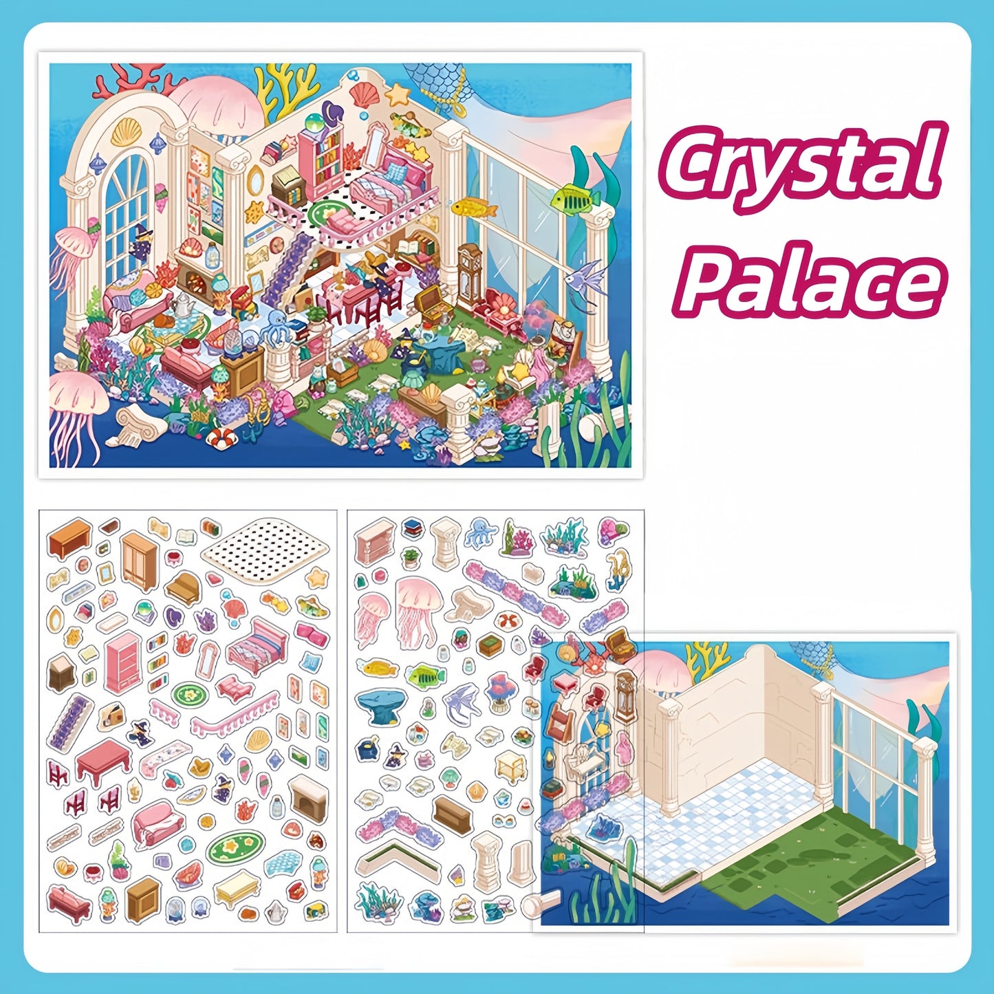 Whimsical Rooms 3D Sticker | 4 Cute Miniature Scenes