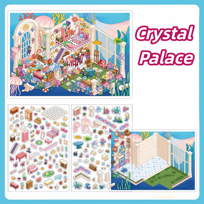 Whimsical Rooms 3D Sticker | 4 Cute Miniature Scenes