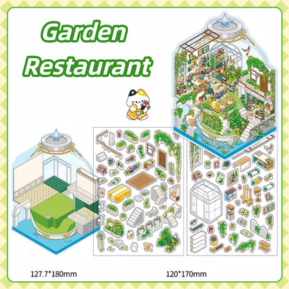 Simulation Management 3D Sticker | 4 Cute Miniature Scenes