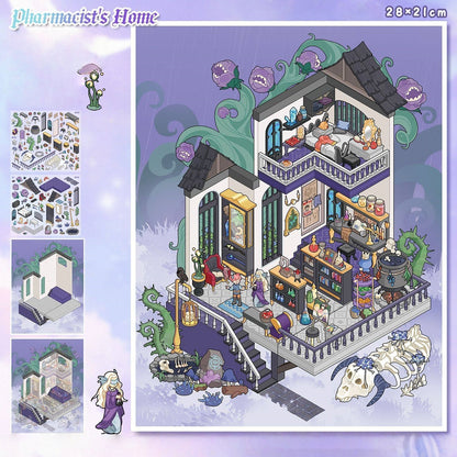 RPG Homes 3D Sticker | 4 Cute Miniature Scenes