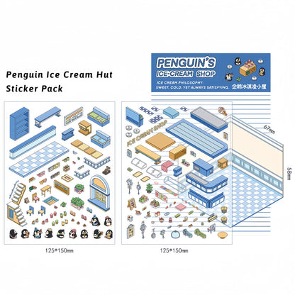 Tiny Animal's Shop 3D Sticker | 4 Cute Miniature Scenes