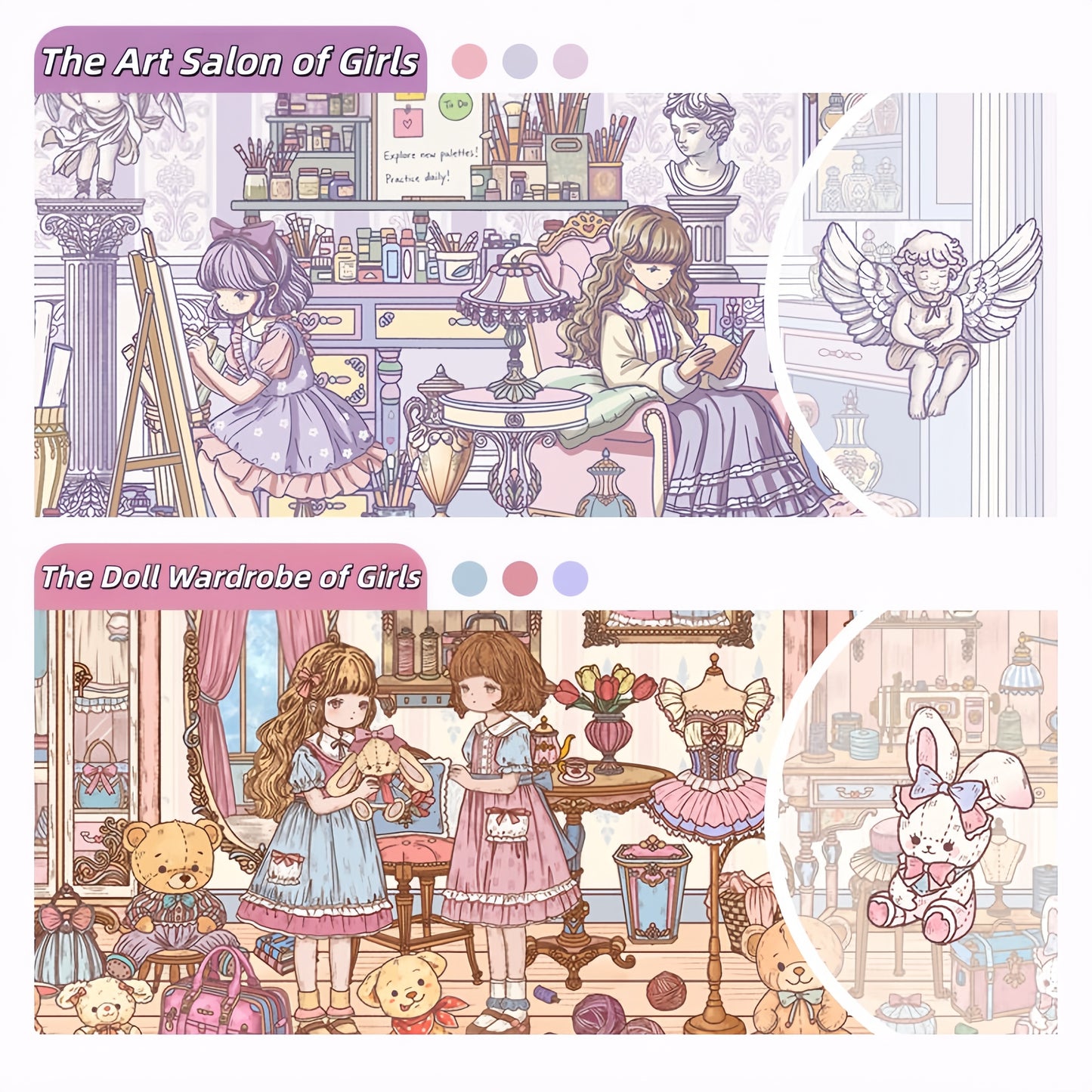 Girl's Daily Life 3D Sticker | 2 Cute Miniature Scenes