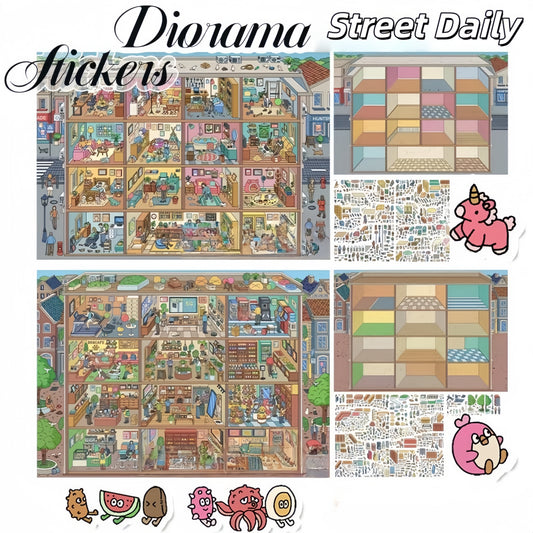 Street Daily 3D Sticker | 2 Cute Miniature Scenes