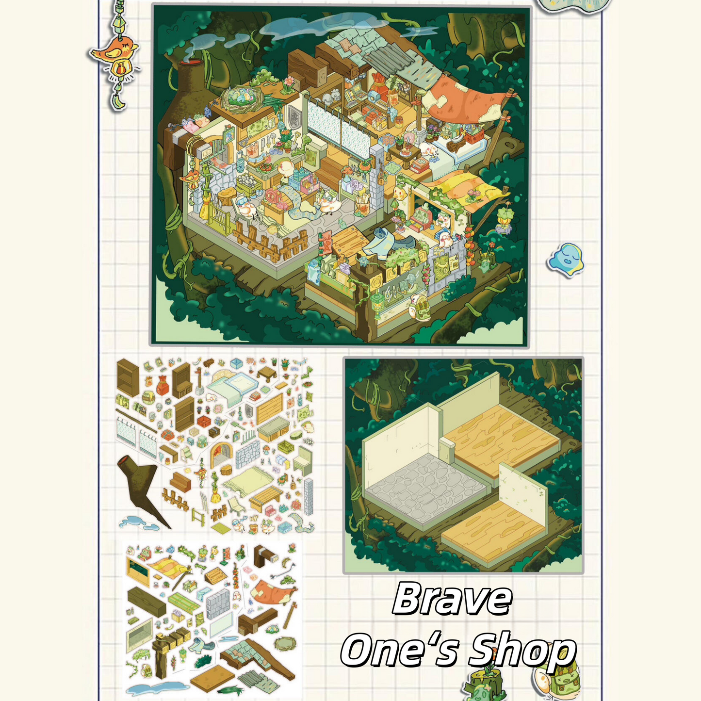 Small Town Chronicles 3D Sticker | 3 Cute Miniature Scenes
