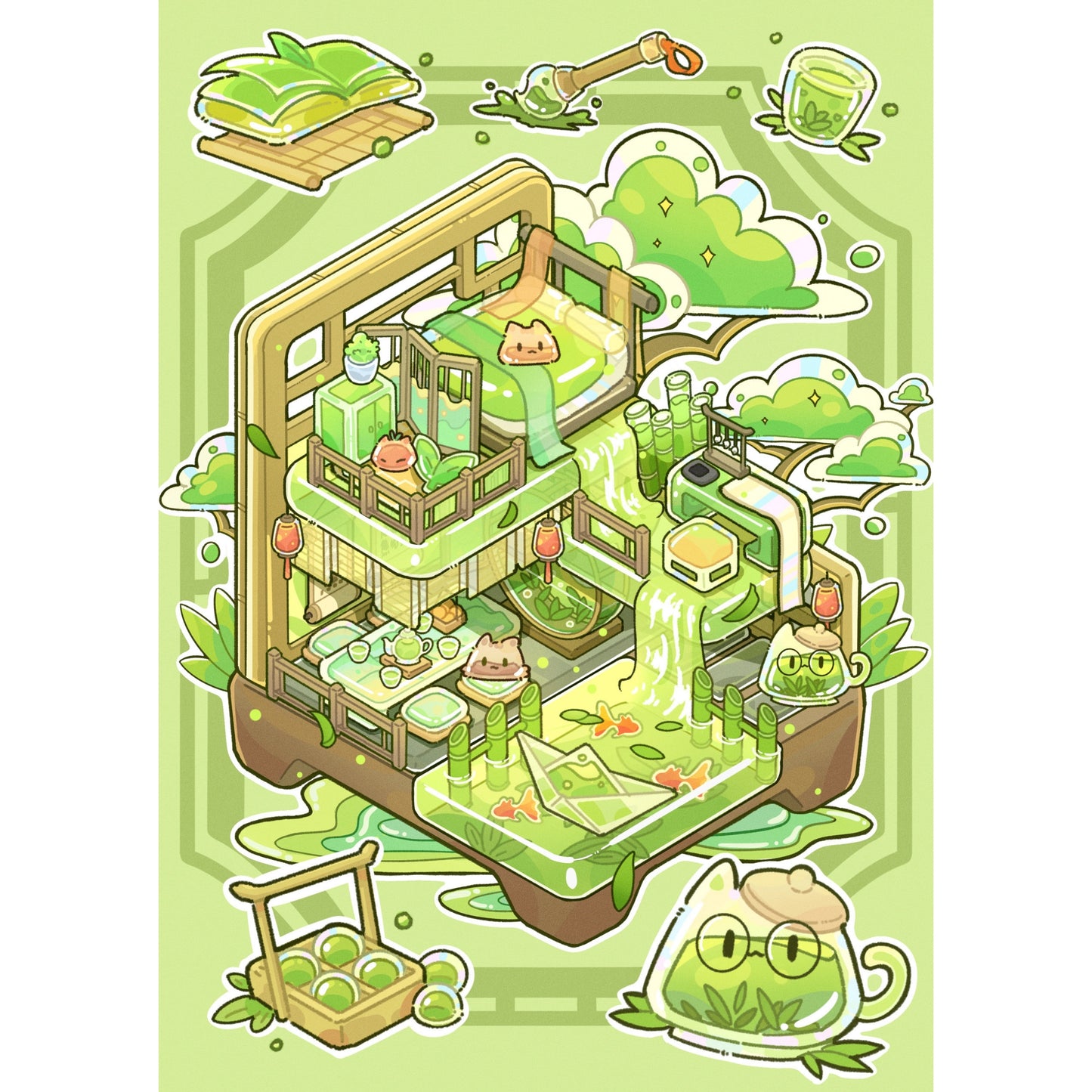 Jelly Cottage 3D Sticker | 3 Cute Miniature Scenes