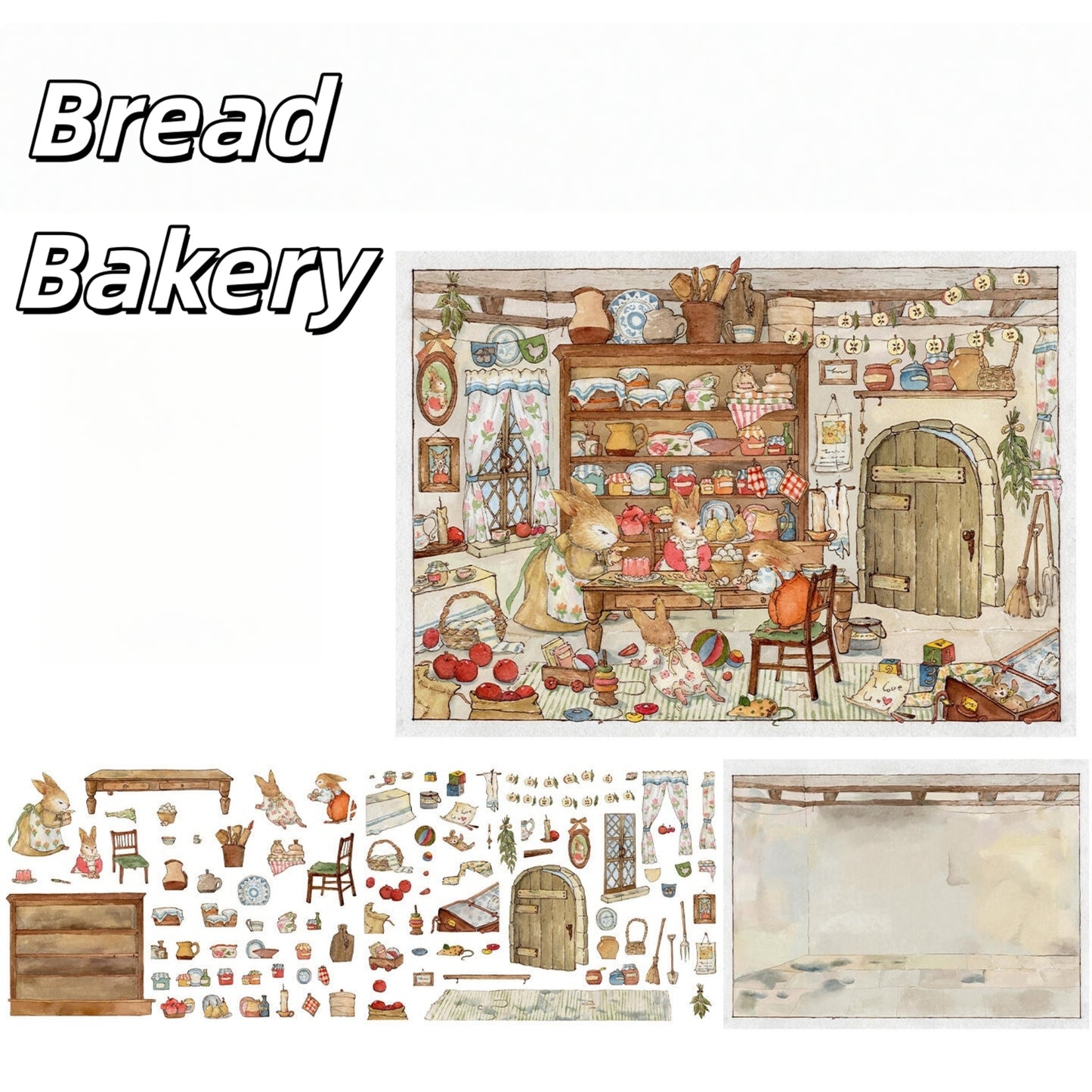 Hand-drawn Fairytale 3D Sticker | 4 Cute Miniature Scenes