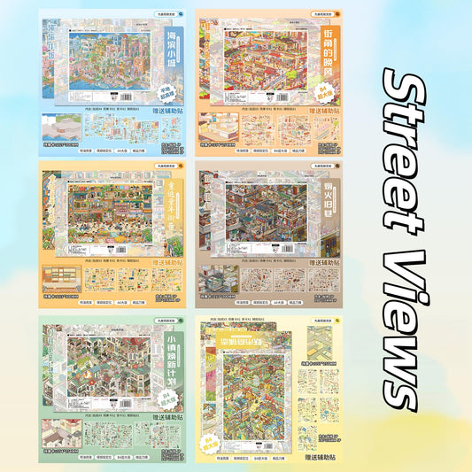 Street Views 3D Sticker | 6 Cute Miniature Scenes