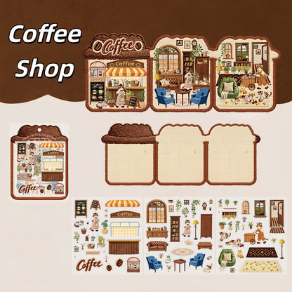 Embroidery Shop 3D Sticker | 4 Cute Miniature Scenes