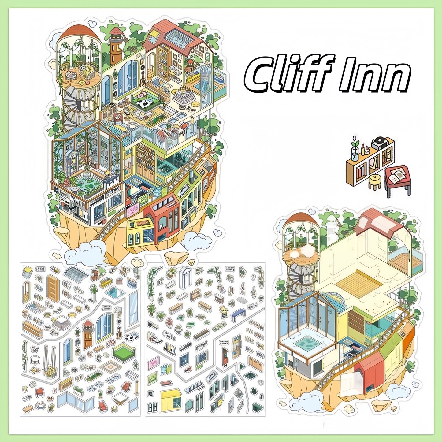 Wonder Shop 3D Sticker | 4 Cute Miniature Scenes