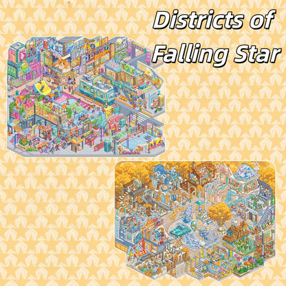 Districts of Falling Star 3D Sticker | 2 Cute Miniature Scenes
