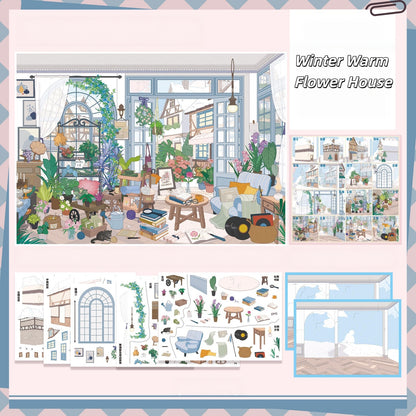 Green Corners 3D Sticker | 3 Cute Miniature Scenes