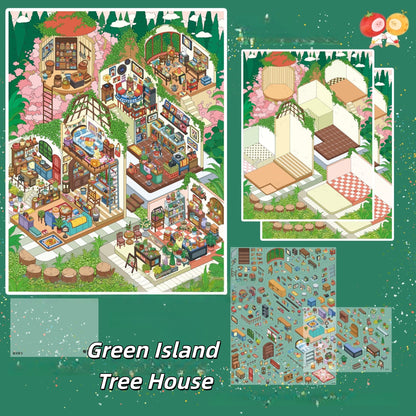 Warm Daily 3D Sticker | 4 Cute Miniature Scenes