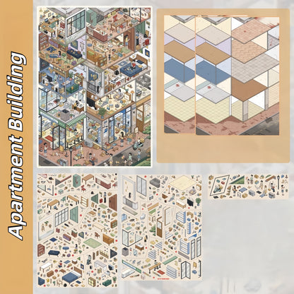 City of Shadows 3D Sticker | 3 Cute Miniature Scenes