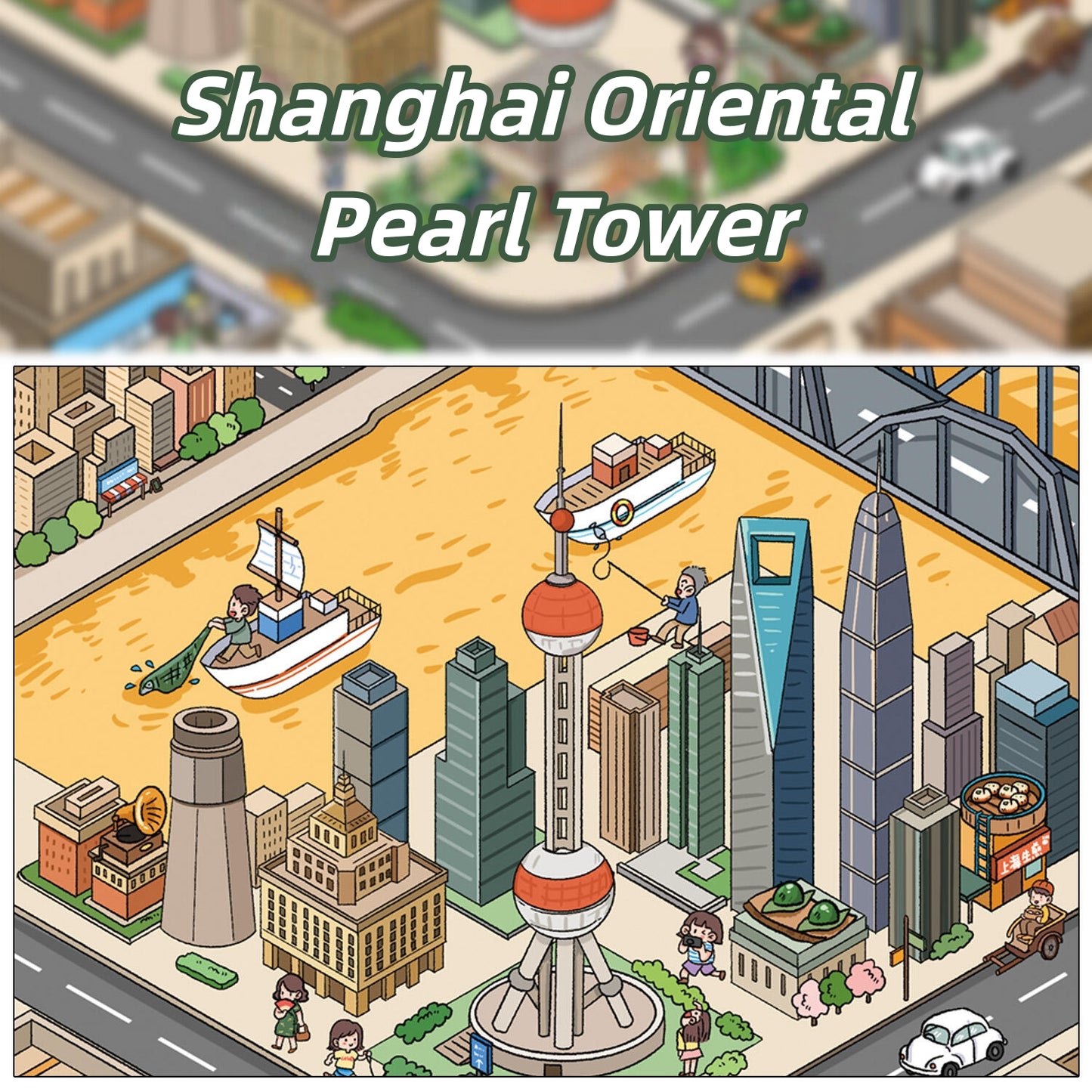 Traveling Through China 3D Sticker | 4 Cute Miniature Scenes