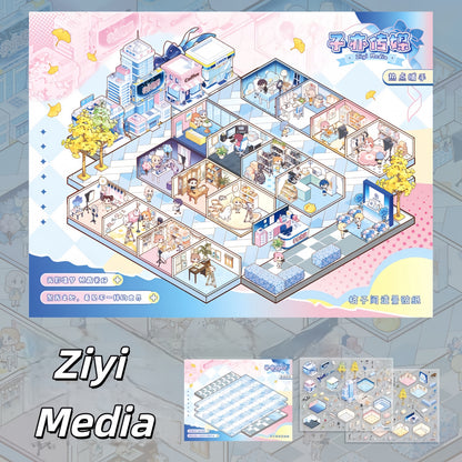 Simulation Management 3D Sticker | 4 Cute Miniature Scenes
