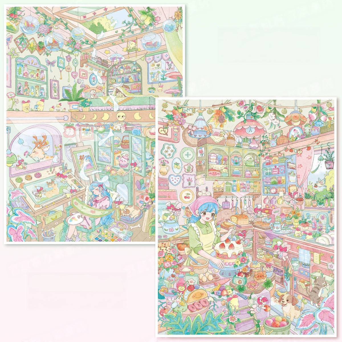 Whimsical Creative Corners 3D Sticker | 2 Cute Miniature Scenes