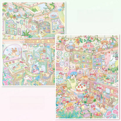 Whimsical Creative Corners 3D Sticker | 2 Cute Miniature Scenes