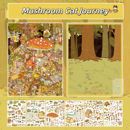 Cat & Dog Town 3D Sticker | 3 Cute Miniature Scenes