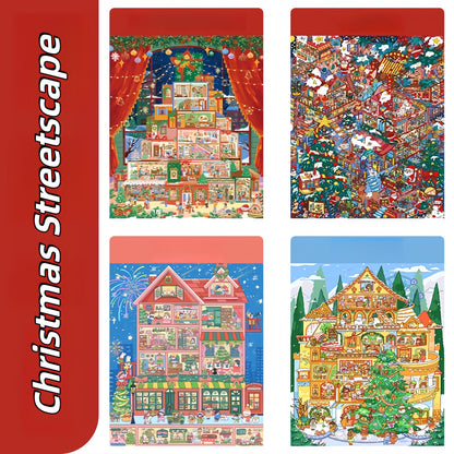 Christmas Streetscape 3D Sticker | 4 Cute Miniature Scenes