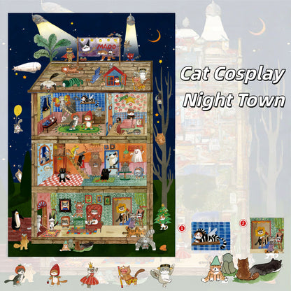 Meow Dream Town 3D Sticker | 6 Cute Miniature Scenes