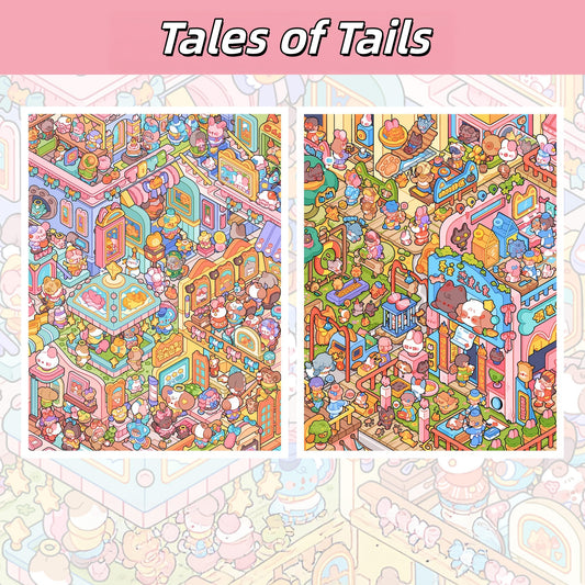 Tales of Tails 3D Sticker | 2 Cute Miniature Scenes