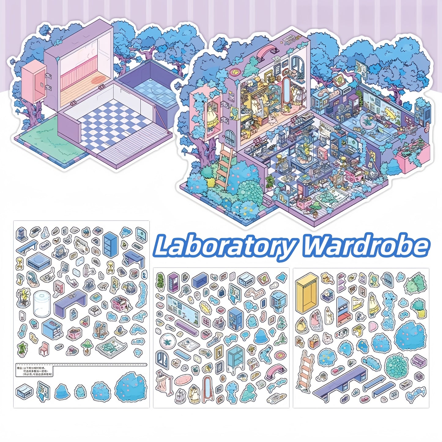 My Home 3D Sticker | 4 Cute Miniature Scenes