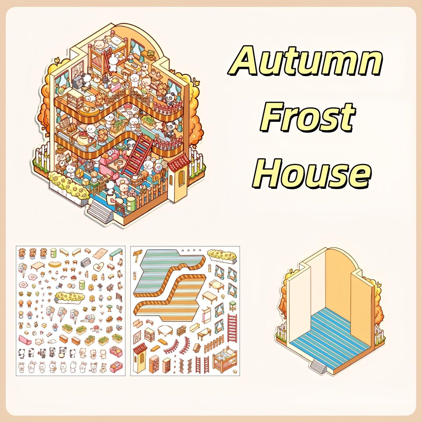 Four Seasons House 3D Sticker | 4 Cute Miniature Scenes