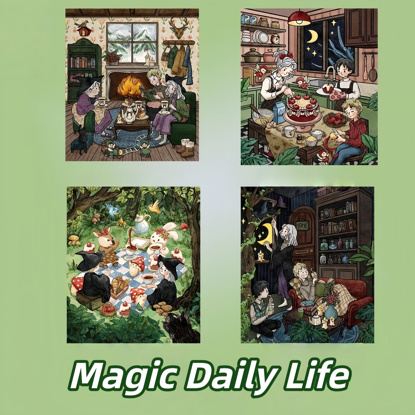 Magic Daily Life 3D Sticker | 4 Cute Miniature Scenes