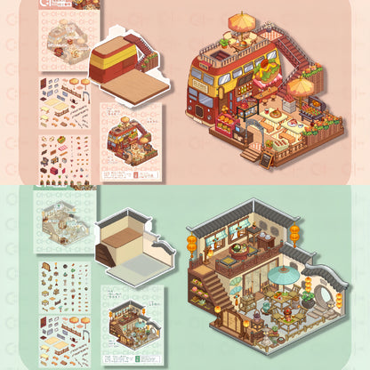 Pixel Series 3D Sticker | 2 Cute Miniature Scenes