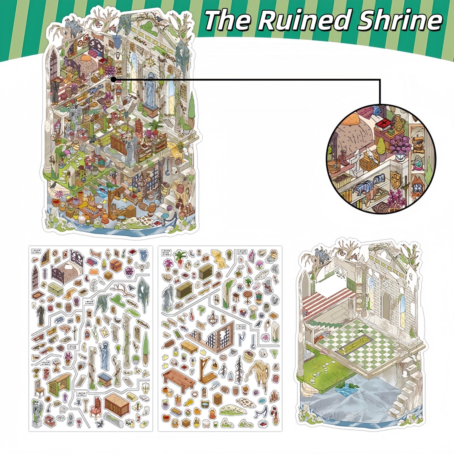 Atlas of the Forgotten 3D Sticker | 4 Cute Miniature Scenes