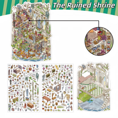 Atlas of the Forgotten 3D Sticker | 4 Cute Miniature Scenes