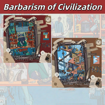 Barbarism of Civilization 3D Sticker | 2 Cute Miniature Scenes