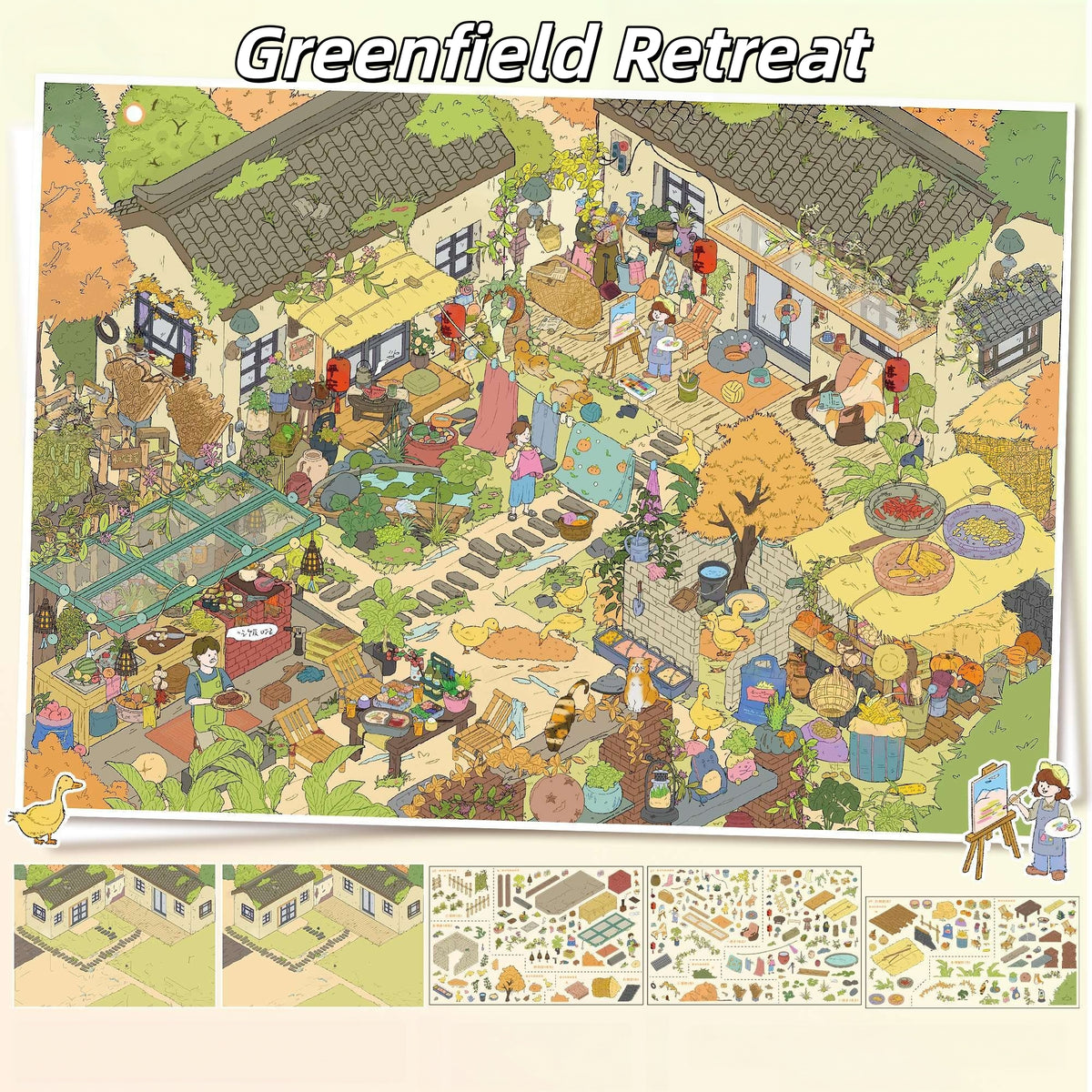 Pastoral Days 3D Sticker | 2 Cute Miniature Scenes