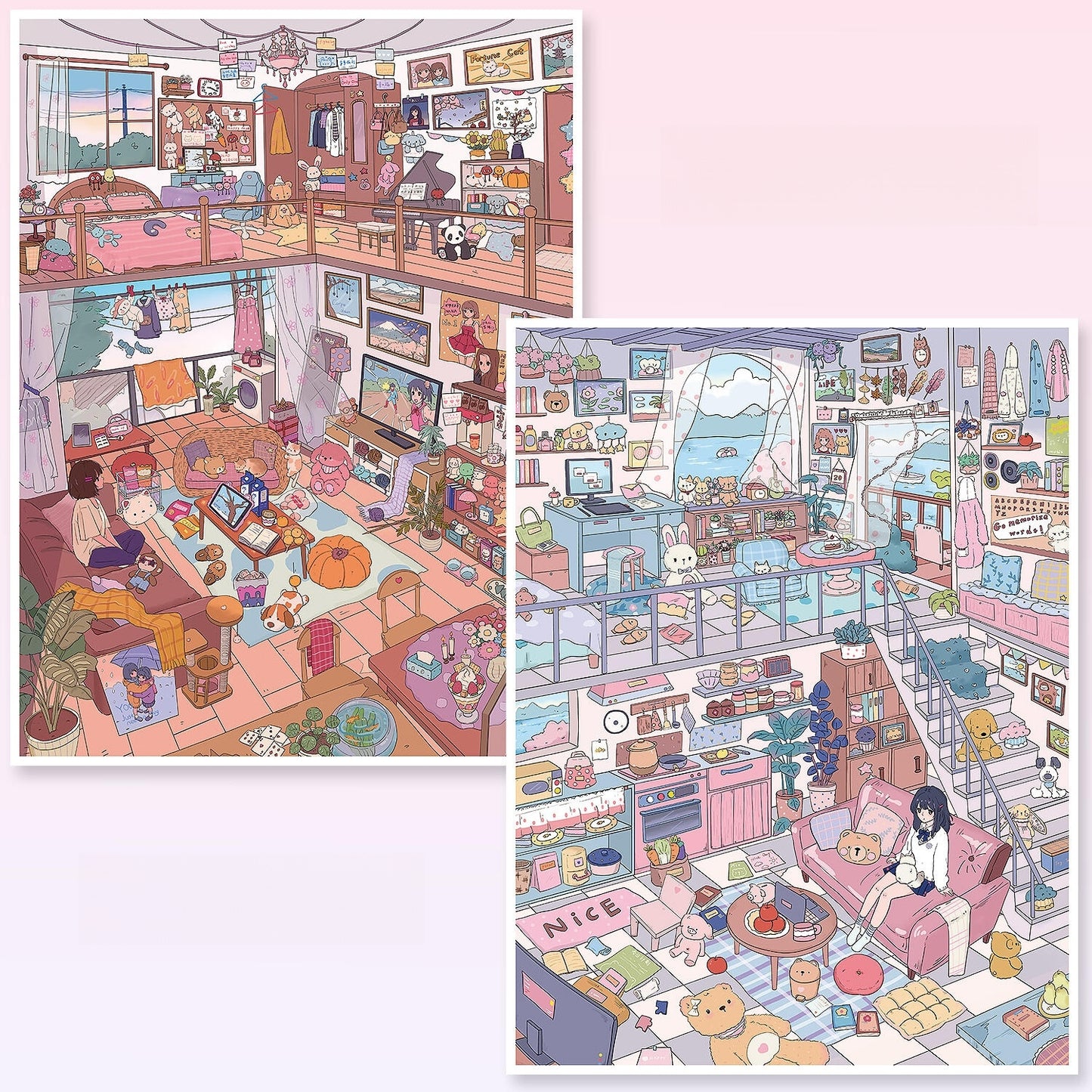 Soft Dreams 3D Sticker | 2 Cute Miniature Scenes