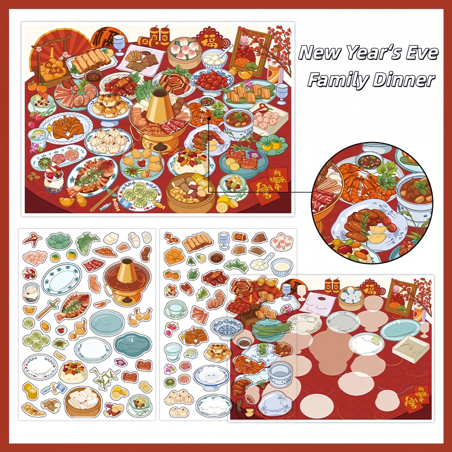 Greet the New Year 3D Sticker | 4 Cute Miniature Scenes