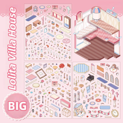 Flip Mansion 3D Sticker | 2 Cute Miniature Scenes